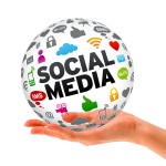 Hand holding a Social Media 3d Sphere social media
