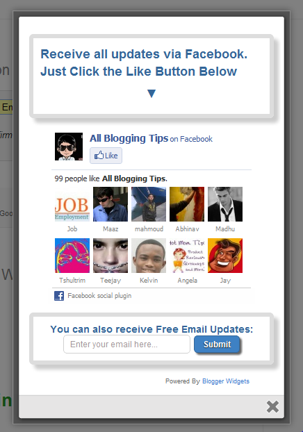 jQuery Popup For Facebook Like Box