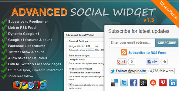 Advance Social Subscription Widget Preview!