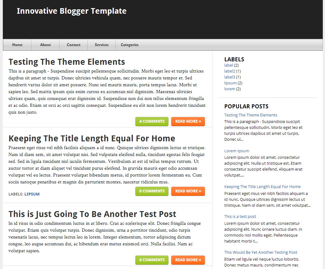 Innovative Blogger Template
