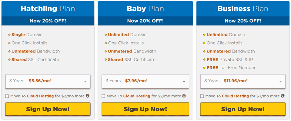 hostgator plans